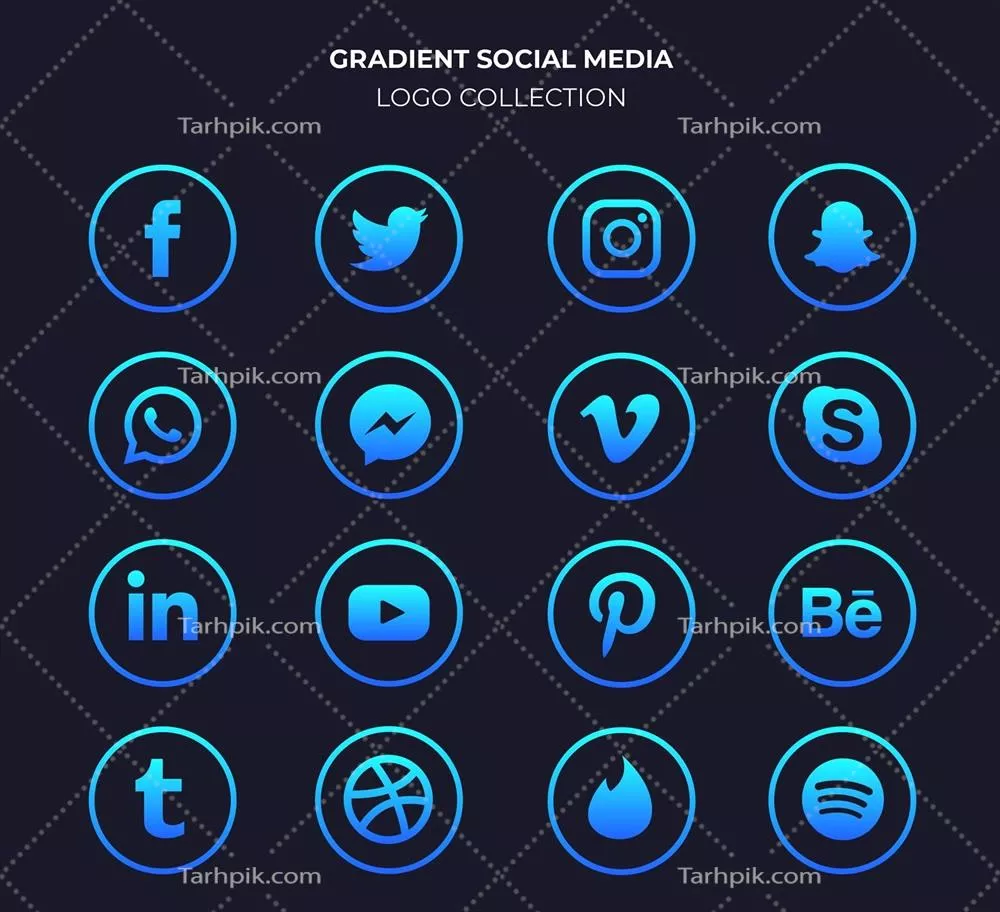 مجموعه لوگوهای شبکههای اجتماعی (22 عدد) - وکتور با کیفیت بالا