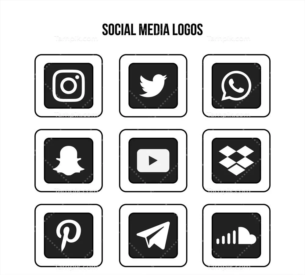 مجموعه لوگوهای شبکههای اجتماعی ۲۴ عددی - وکتورهای باکیفیت