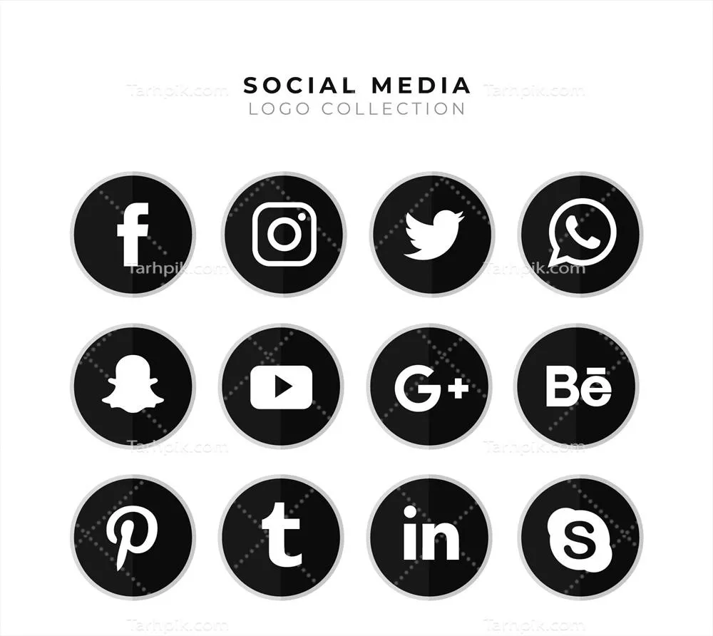 مجموعه لوگوهای رسانههای اجتماعی (25 عدد) - وکتور