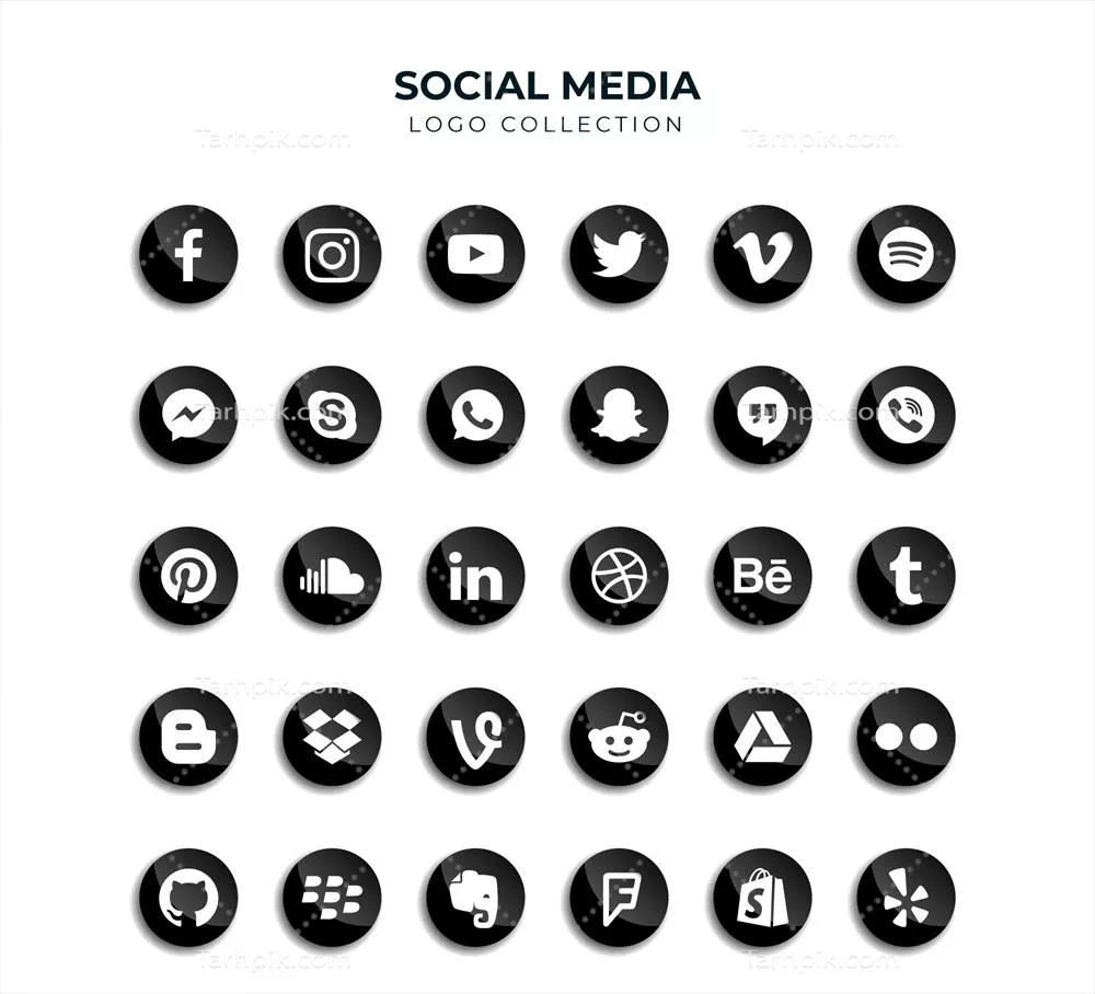مجموعه لوگوهای رسانههای اجتماعی با فرمت وکتور و طراحیهای متنوع