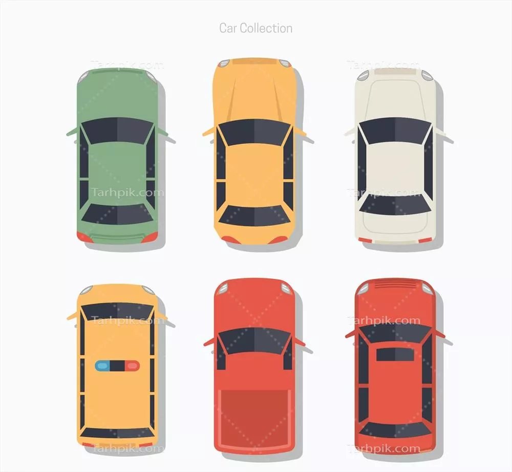 نمای بالای شش واگن تخت - طراحی وکتور برای استفاده در گرافیک