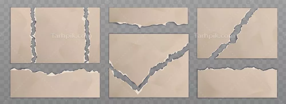 مجموعه وکتور ورقهای مقوایی قهوهای با طرح کاغذهای پاره شده