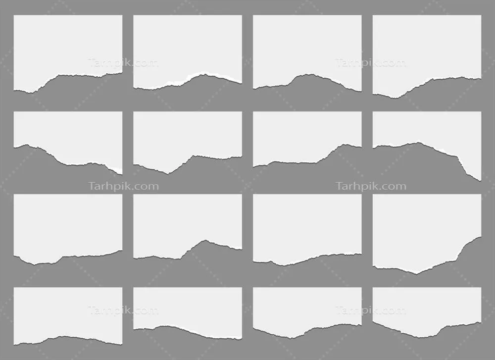 وکتور مجموعه ورق های کاغذی پارگیخورده برای نوتبوک و کاغذهای دور ریختنی