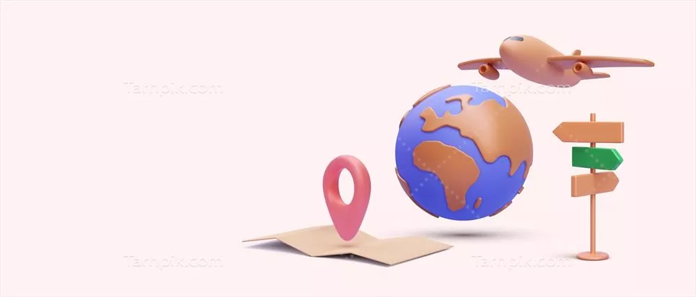 وکتور تصویر واقعگرایانه از طراحی سفر و گردشگری با کره زمین و تابلوهای جادهای