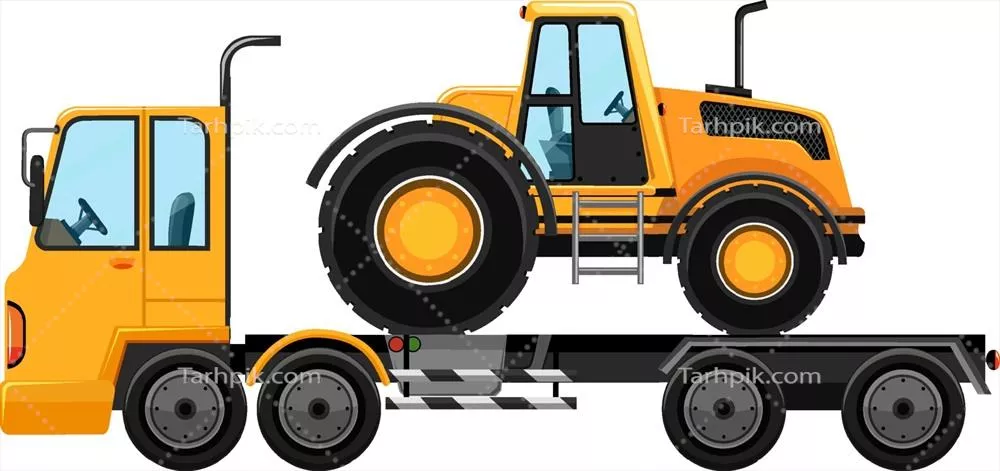وکتور جرثقیل حمل و نقل اتومبیل های ساختمانی بر روی پسزمینه سفید