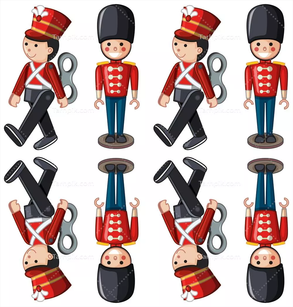 وکتور تصویر سربازان اسباببازی در حالتهای مختلف و متنوع برای بازی کودکان