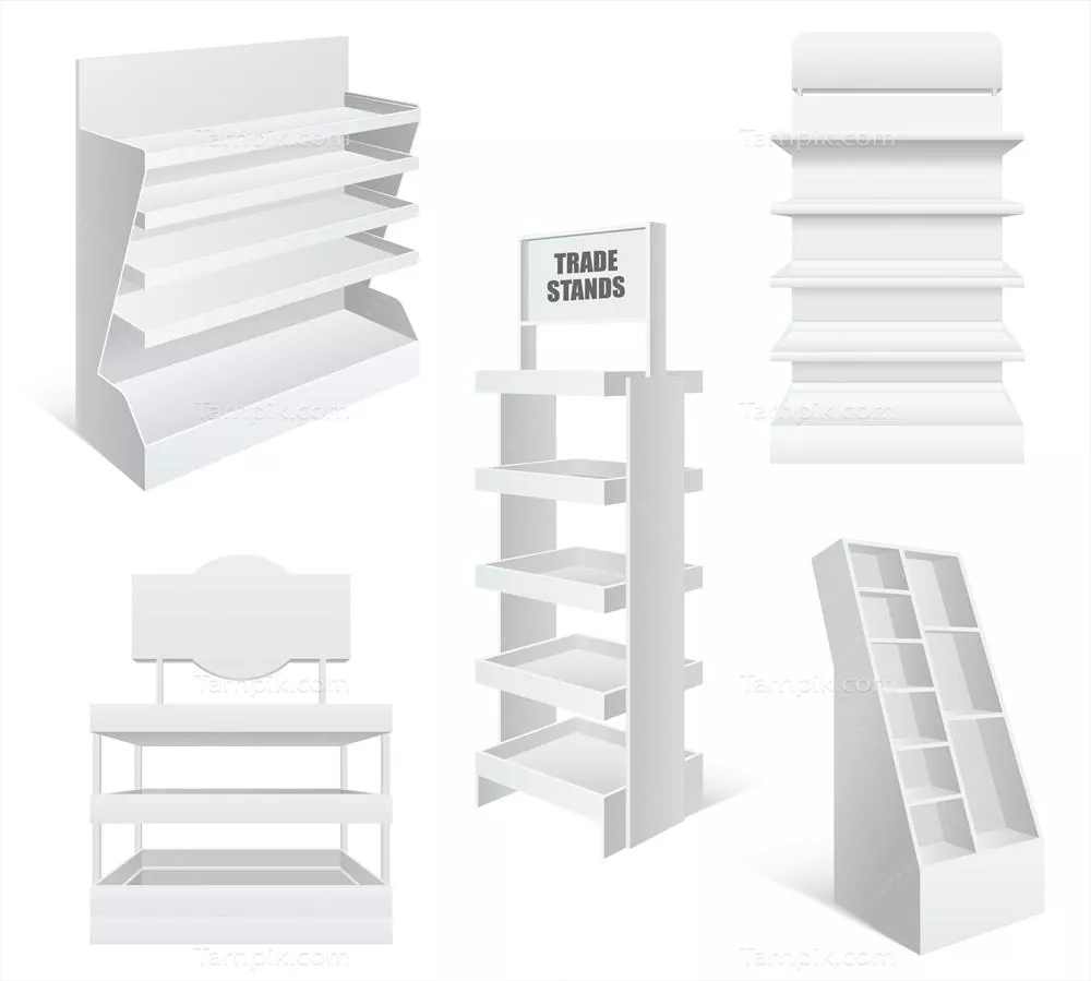 مجموعه وکتوری استندهای تجاری واقع گرایانه برای نمایش محصولات