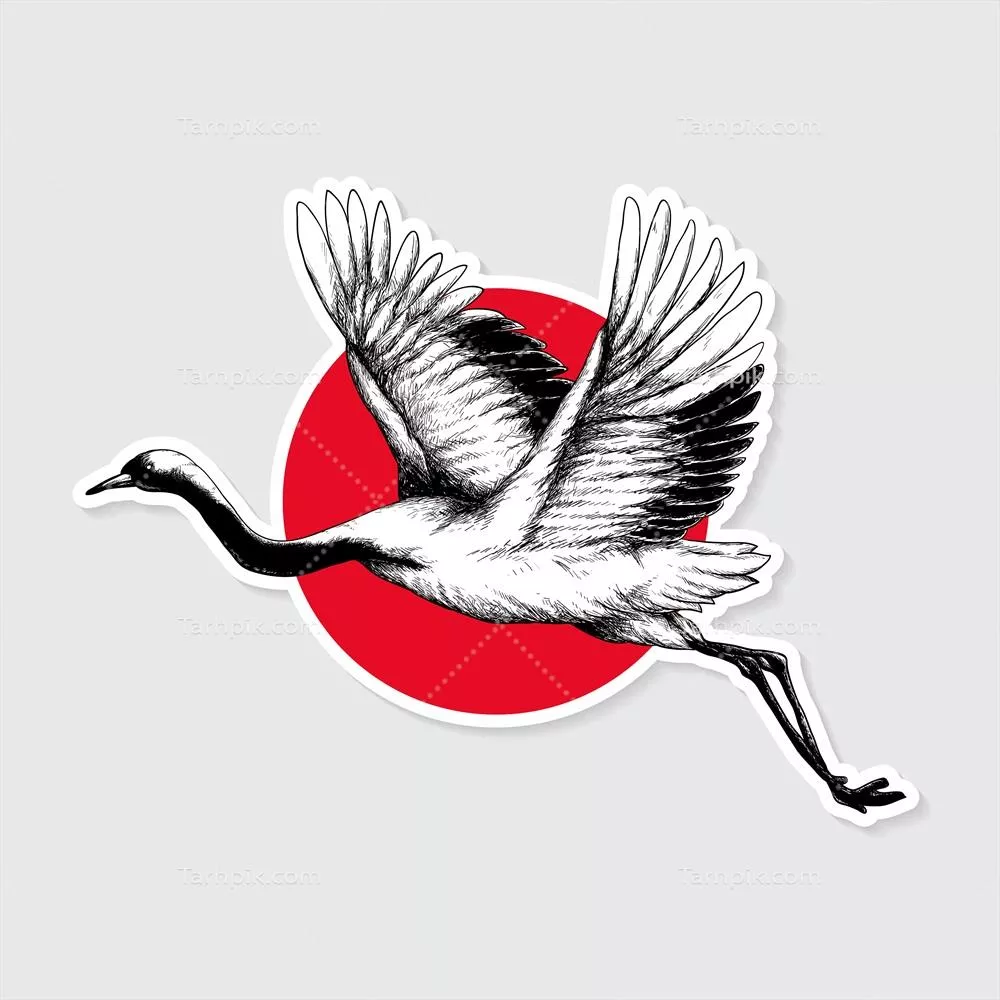 استیکر سنتی کُرِنگِرِنگِی ژاپنی با مرز سفید و طراحی وکتور