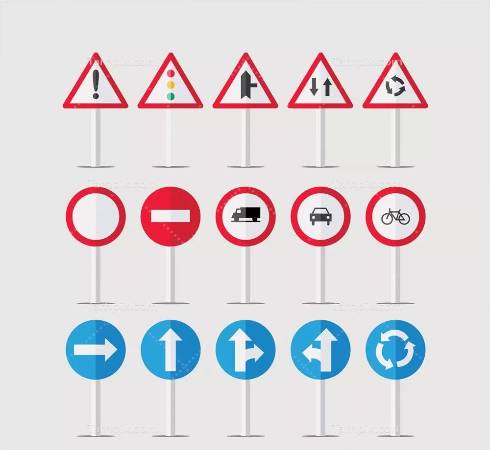 وکتور تابلوهای راهنمایی و رانندگی برای طراحی گرافیکی و چاپی