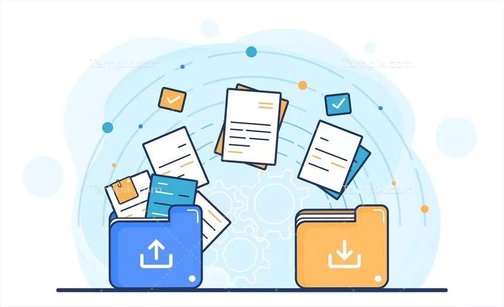صفحه فرود مفهومی برای انتقال فایل‌ها در طراحی وکتور