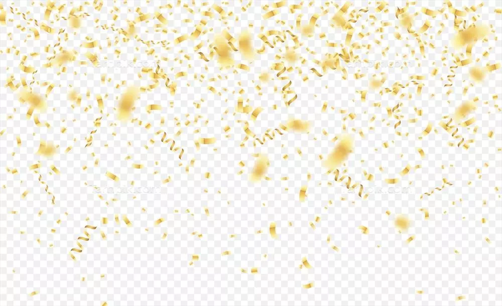 طرح وکتوری پسزمینه شفاف با زرق و برق طلایی و کنفیتی بینظیر