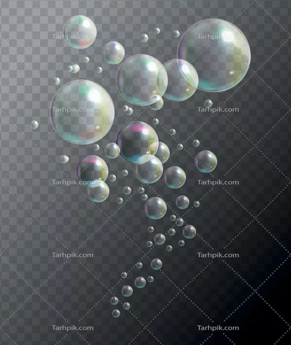وکتور حباب های شفاف روی پس زمینه مشکی: زیبایی و هنر طراحی مدرن