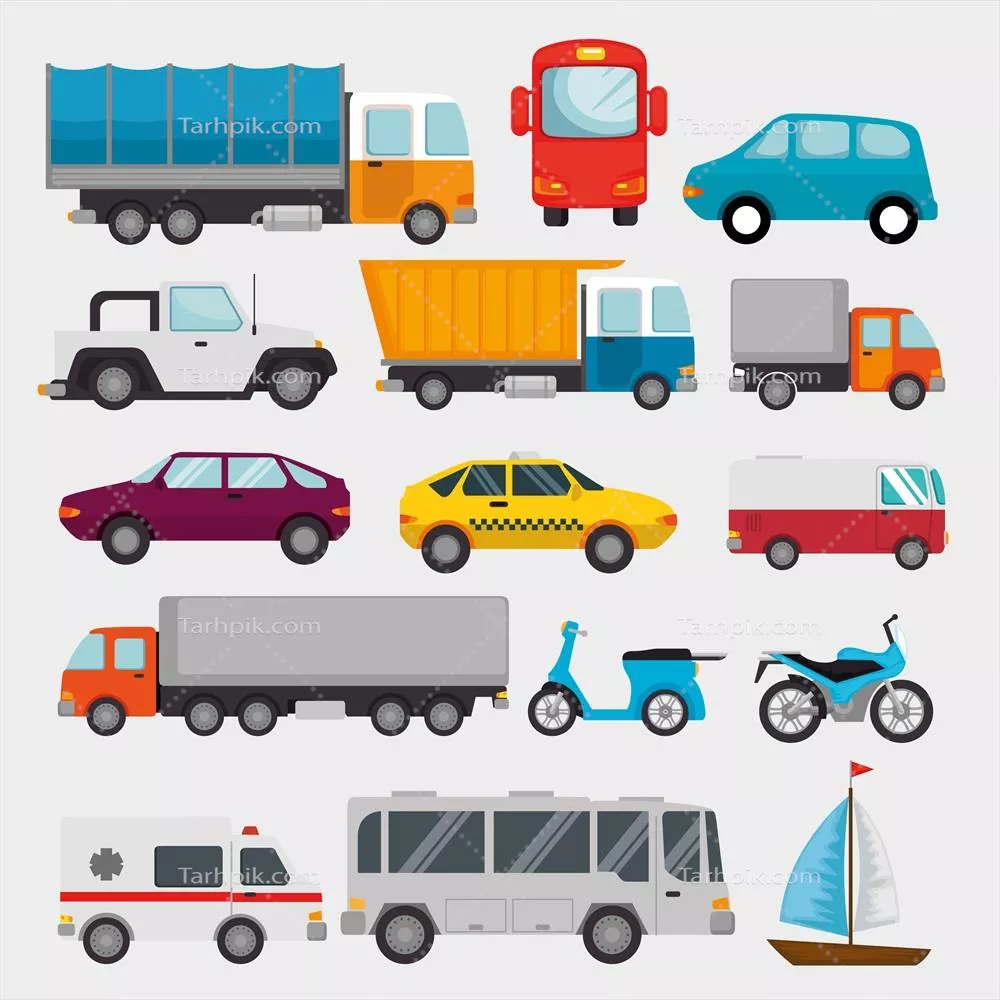 مجموعه وکتور وسایل نقلیه برای حمل و نقل و لجستیک