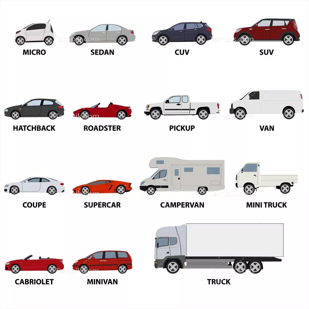 مجموعه وکتور وسایل نقلیه مختلف برای طراحی و گرافیک