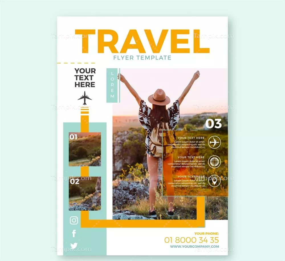 طرح گرافیکی بروشور سفر با طراحی وکتور حرفه ای