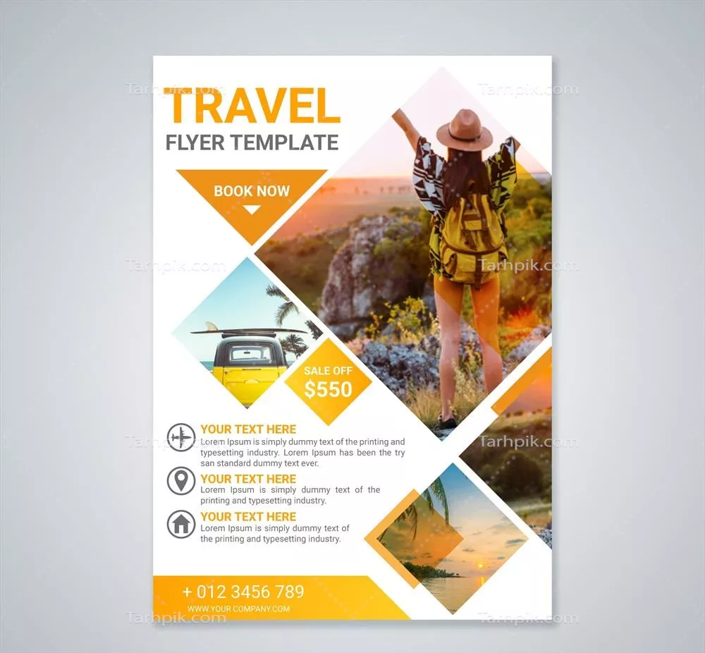 قالب برگه سفر با طراحی وکتور برای تاثیرگذاری بر روی گردشگران