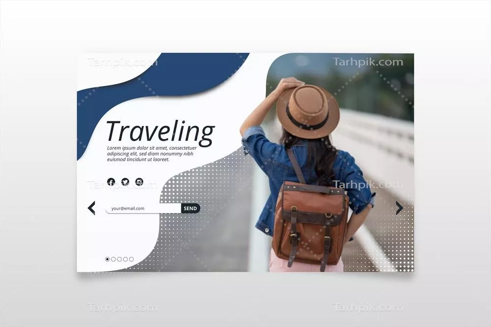 وکتور الگوی صفحه فرود سفر با دو تصویر برداری زیبا و جذاب