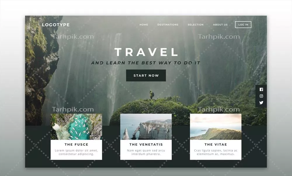 صفحه فرود سفر با طراحی سه بعدی و وکتورهای جذاب و کاربردی