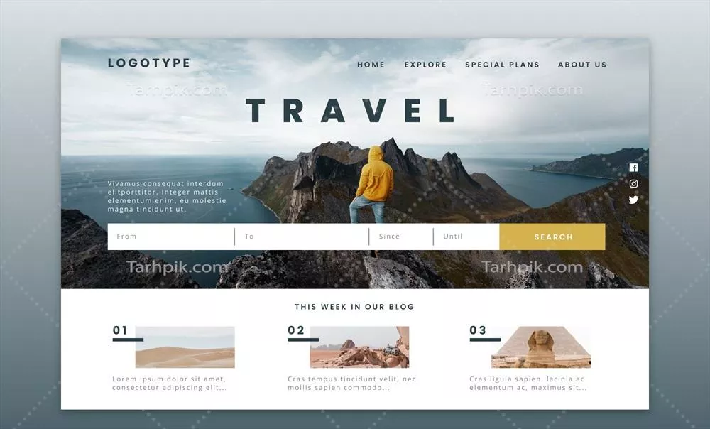 صفحه فرود سفر با طراحی وکتور زیبا و جذاب برای گردشگران