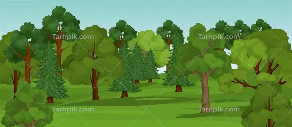 ترکیب وکتوری منظره درخت و چوب برای طراحی های زیبا