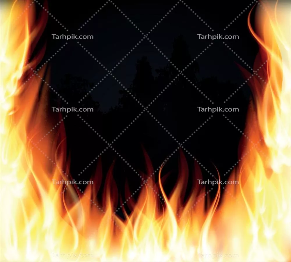 وکتور درختان مشتعل: اثرات ویژه نور آتش و سوختن در طبیعت