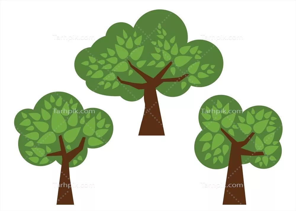 وکتور درختان زیبا با پسزمینه سفید برای ایجاد منظرهای شگفتانگیز