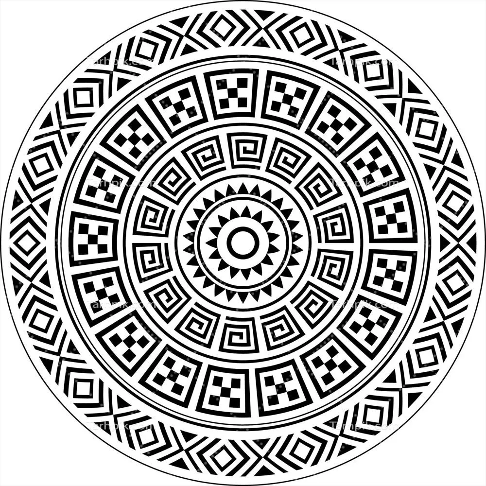 وکتور طراحی تاتوی هندسی ماندالا بومی پولینزی و هاوایی با الگوهای قبیلهای