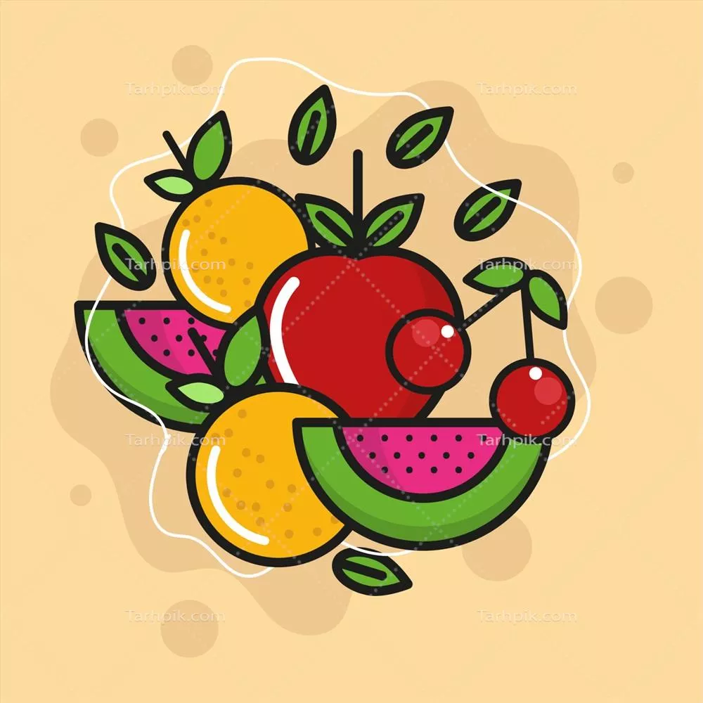 وکتور کارتون میوه‌های گرمسیری: دنیایی شاداب و رنگارنگ از میوه‌های استوایی