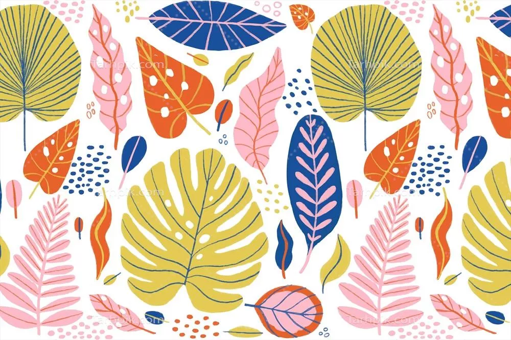 پسزمینه وکتور با مفهوم برگهای گرمسیری و طرح زیبا