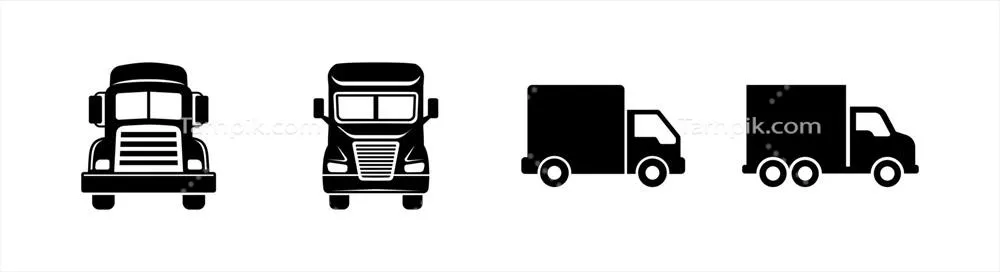 وکتور مجموعه آیکون کامیون چهار عددی مناسب برای طراحی وبسایت‌ها