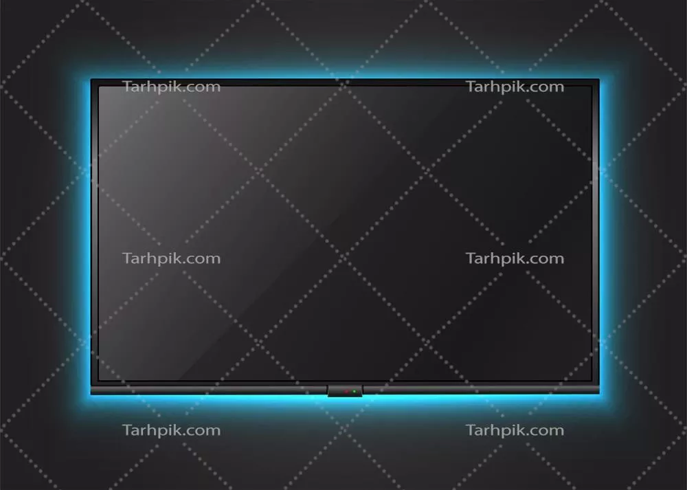 طرح دیوار تلویزیون با نور نئون - نمای وکتور زیبا