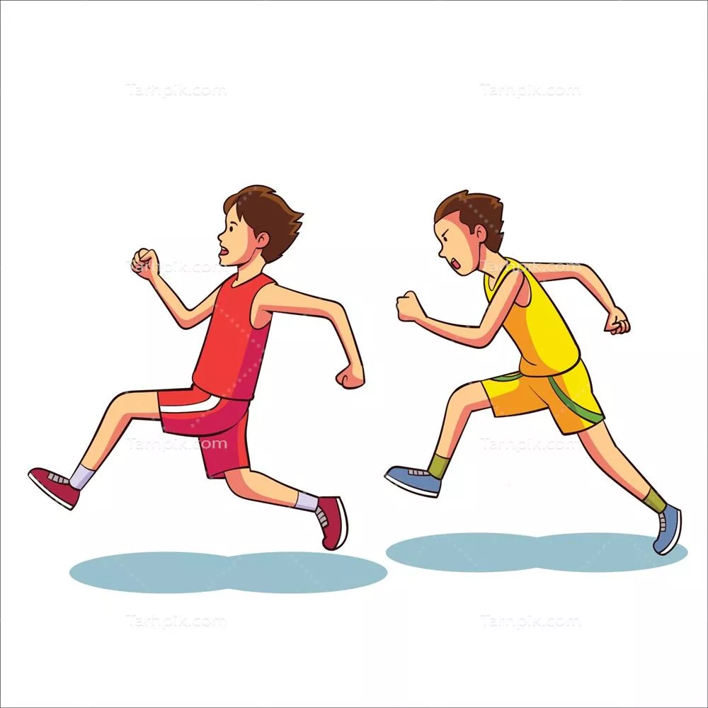 وکتور رقابت دو نفر در دویدن به سمت خط پایان در یک مسابقه هیجانانگیز