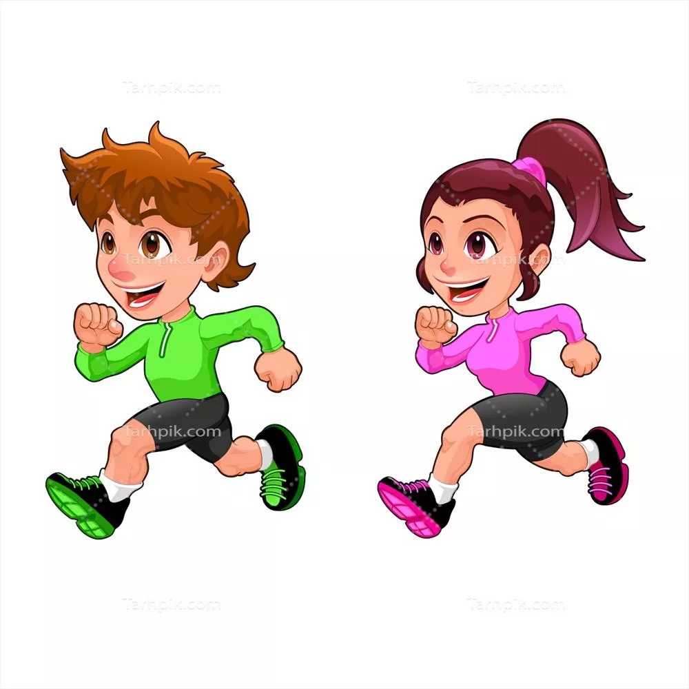 دو دوقلو در حال دویدن - تصویر وکتور با کیفیت بالا