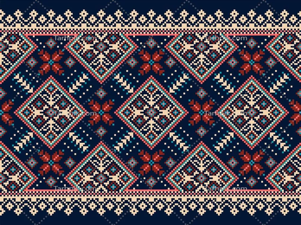 وکتور الگوی تزئینی اوکراینی با طراحی بافته شده و بدون درز