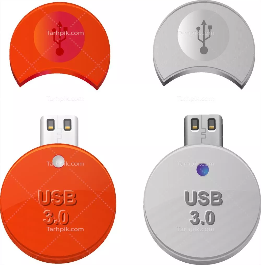 وکتور تصویر هنری منحصر به فرد از فلش دیسک USB با رنگ قرمز و نقره ای