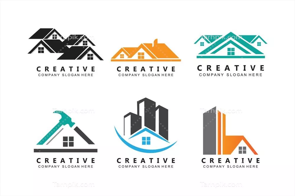وکتور نماد لوگوی ساخت و ساز شهری و ساختمان با طراحی خانه
