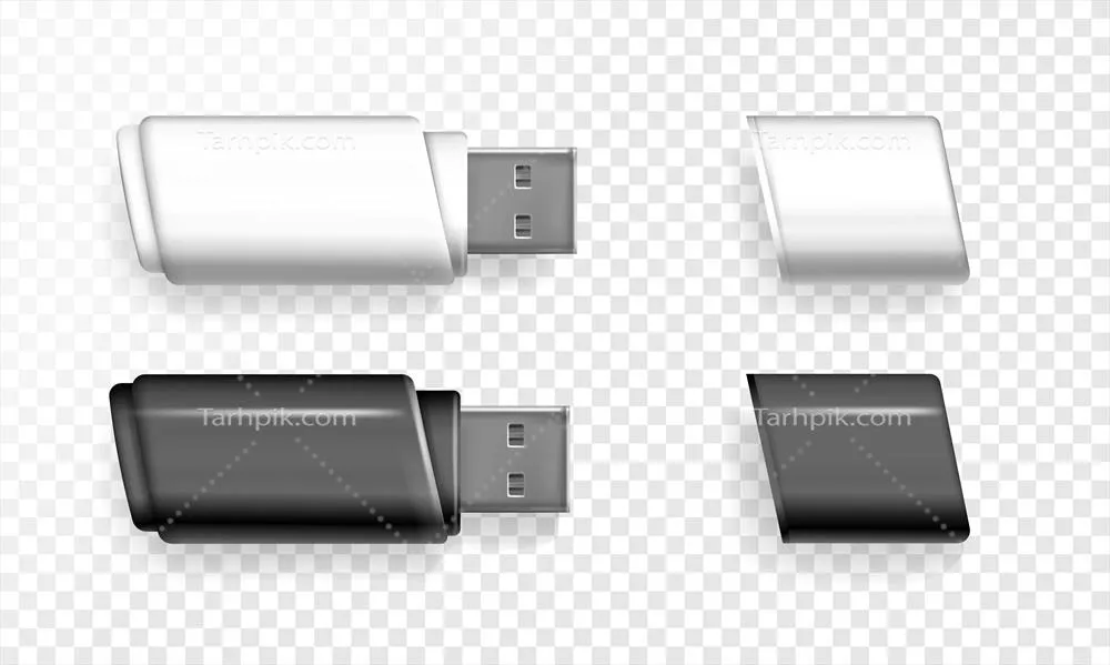 تصویر 3D واقعگرایانه از یک فلش درایو USB - اثر هنری وکتور