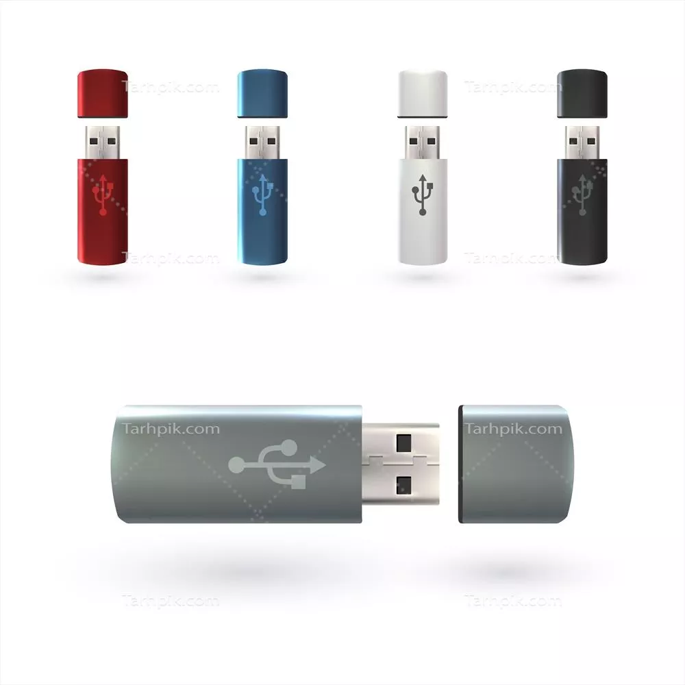 طرح وکتور فلش درایو USB با جزئیات فنی و طراحی مدرن