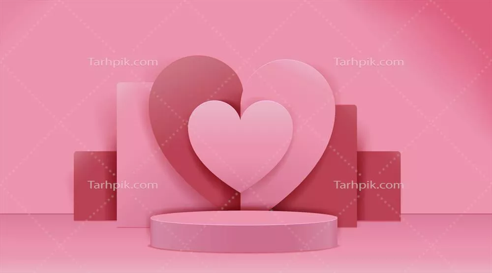 وکتور مفهوم روز ولنتاین با طراحی قلب کاغذی و پایه مخصوص به شکل قلب