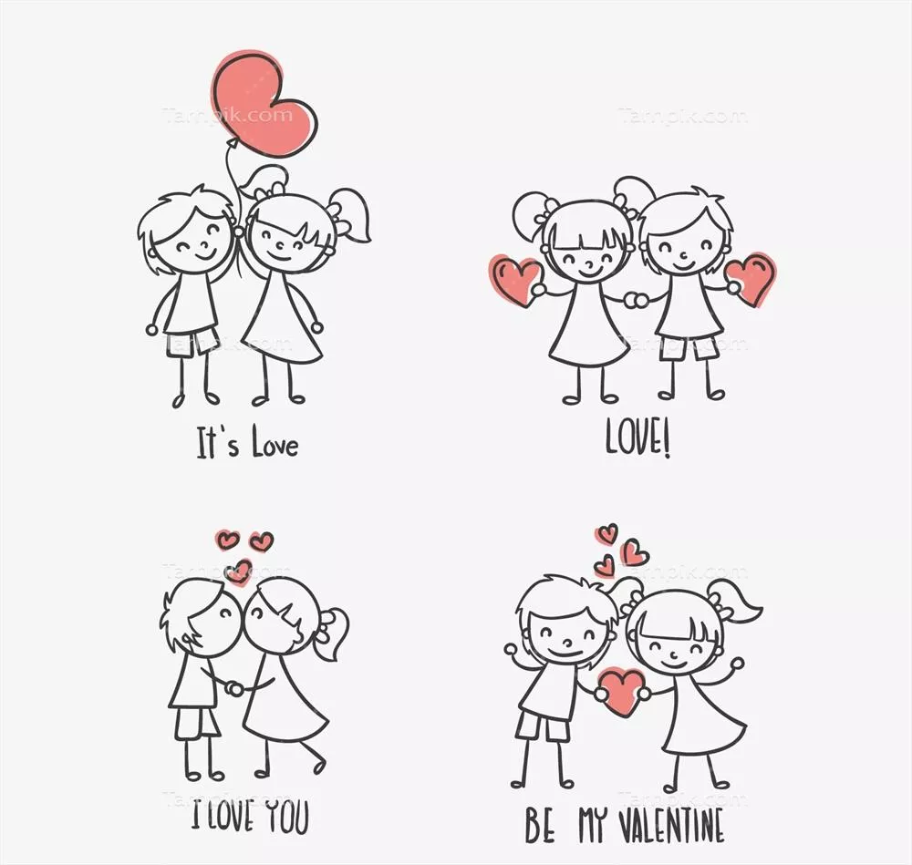 تصاویر وکتور بانمک روز ولنتاین برای کودکان