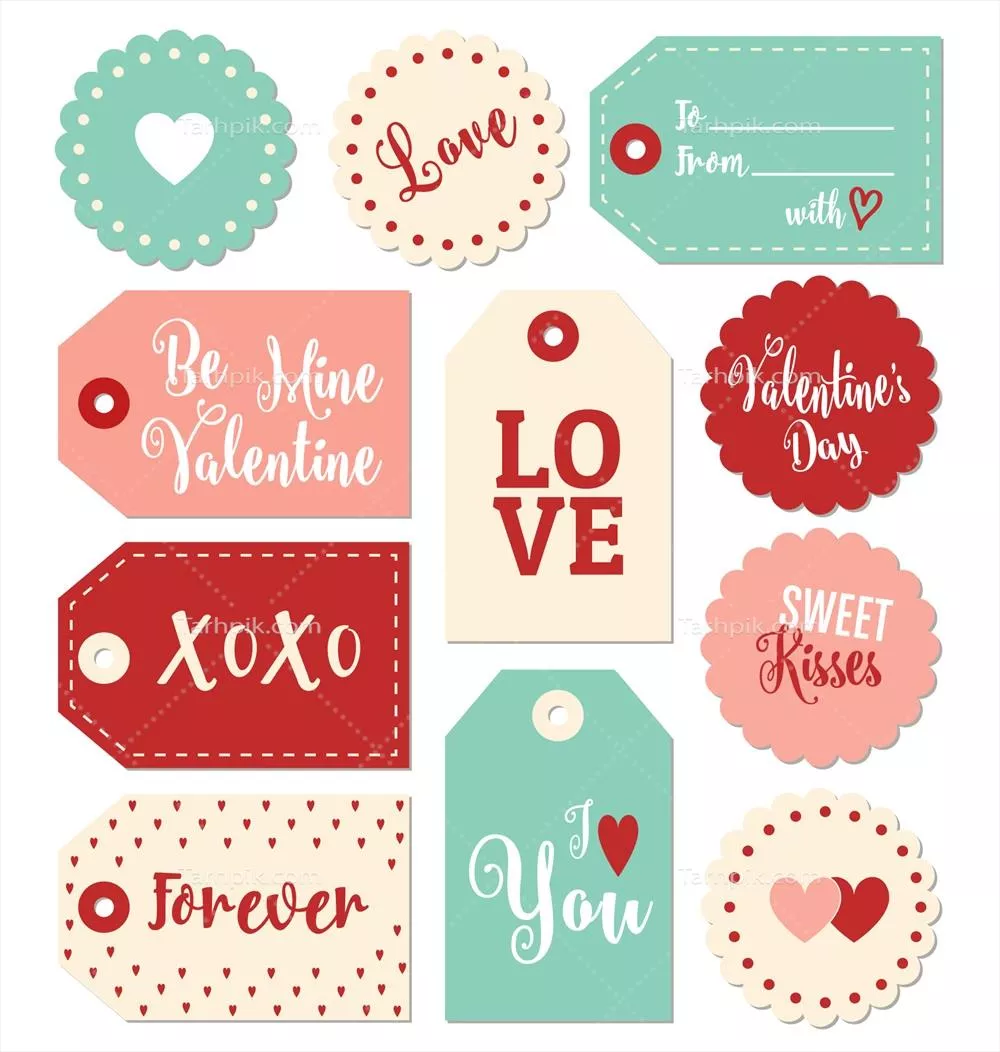 مجموعه برچسب های ولنتاین دیرین - طراحی وکتور زیبا و جذاب