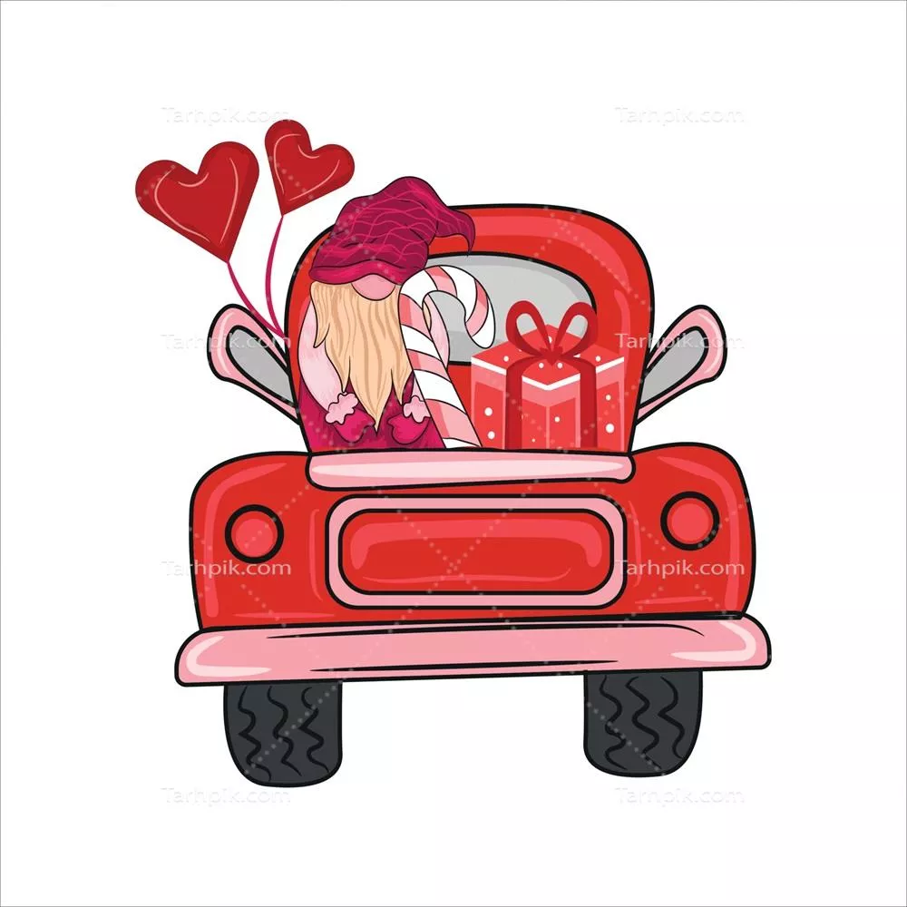 وکتور تصویر گرافیکی کامیون ولنتاین برای چاپ سابلیمیشن روی تیشرت و محصولات دیگر