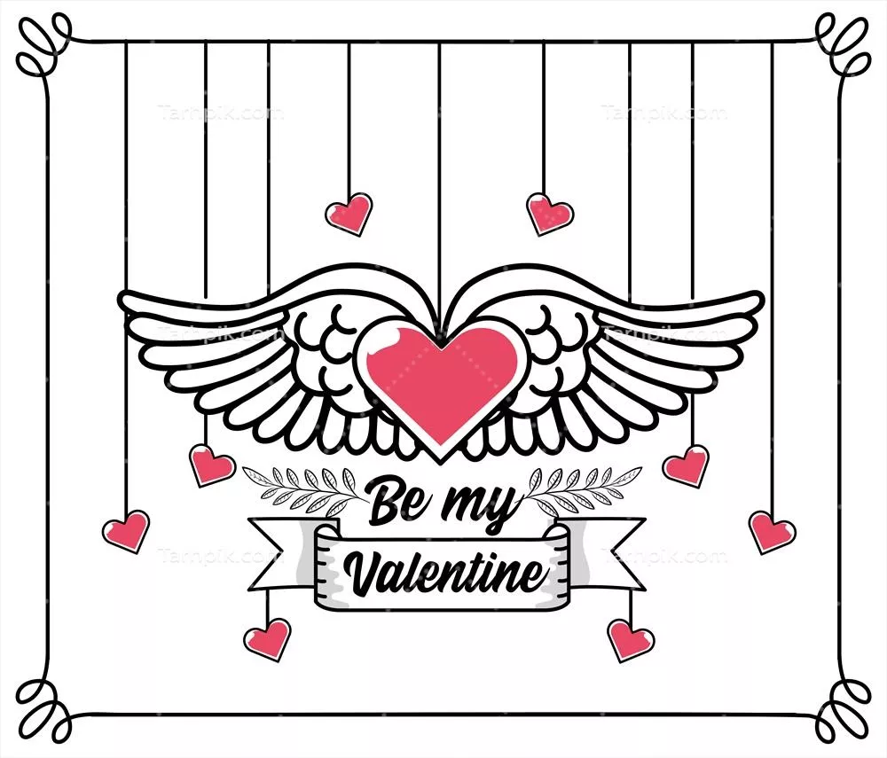 طراحی وکتور روز ولنتاین با قلب بالدار الهام بخش و زیبا