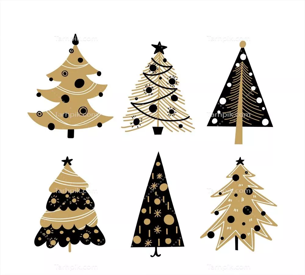 وکتور مجموعه ای از الگوهای متنوع درخت کریسمس برای طراحی گرافیکی