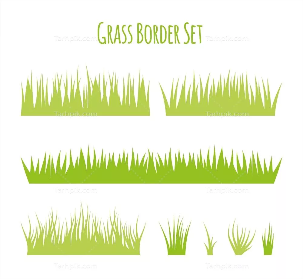 طراحی وکتور مرزهای علفی متنوع و مسطح برای استفاده در پروژهها