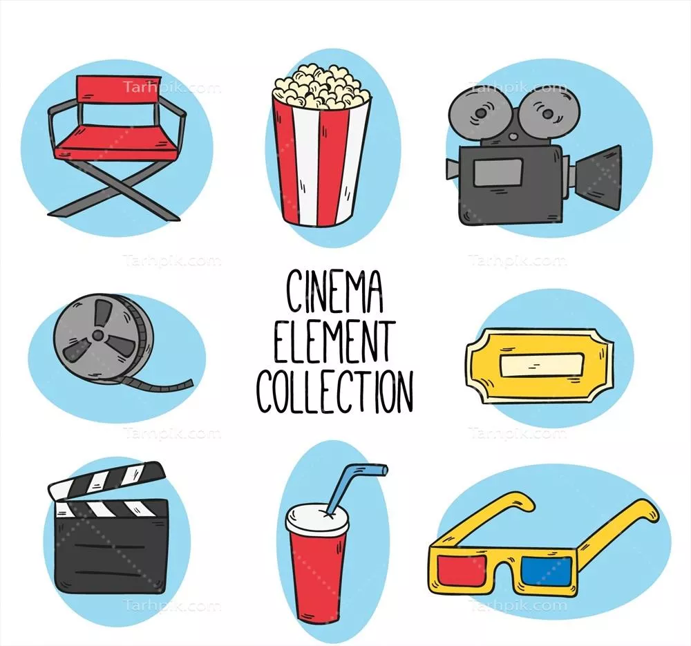 تنوع اشیاء فیلم دستکشیده به صورت وکتور برای طراحان و هنرمندان