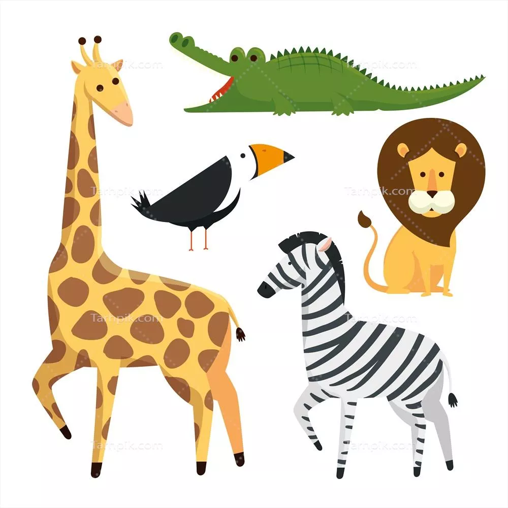 حفاظت از حیوانات وحشی در منطقه سافاری: طراحی و گرافیک وکتور