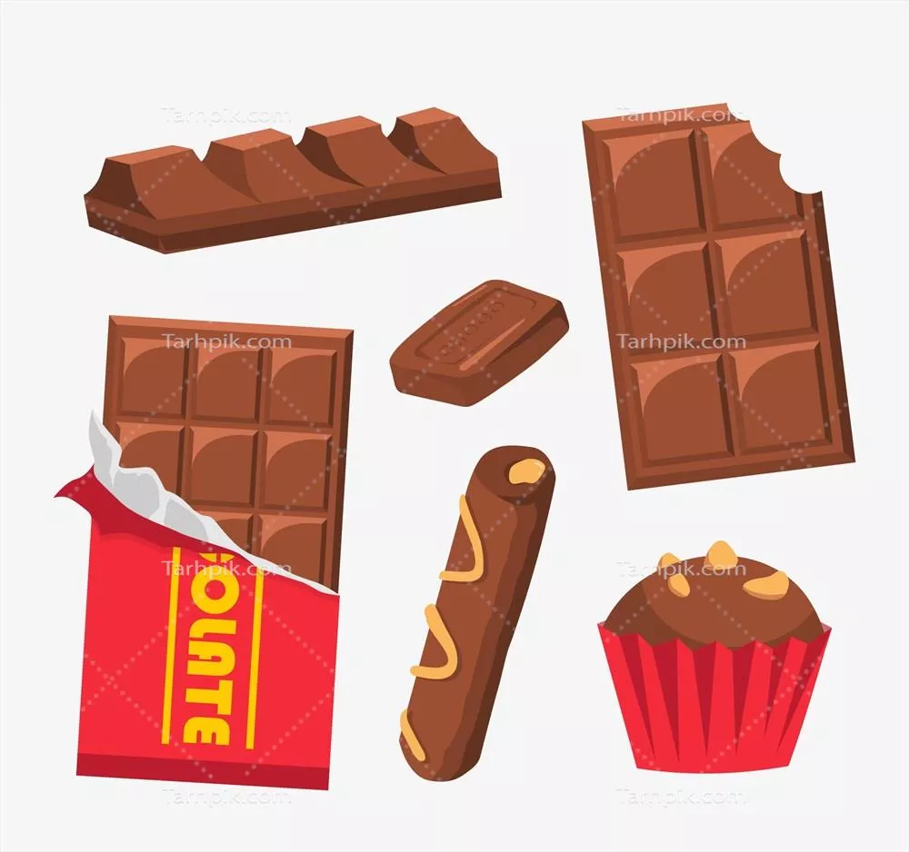 مجموعهای از شکلاتهای مختلف با طرح وینتج به صورت وکتور