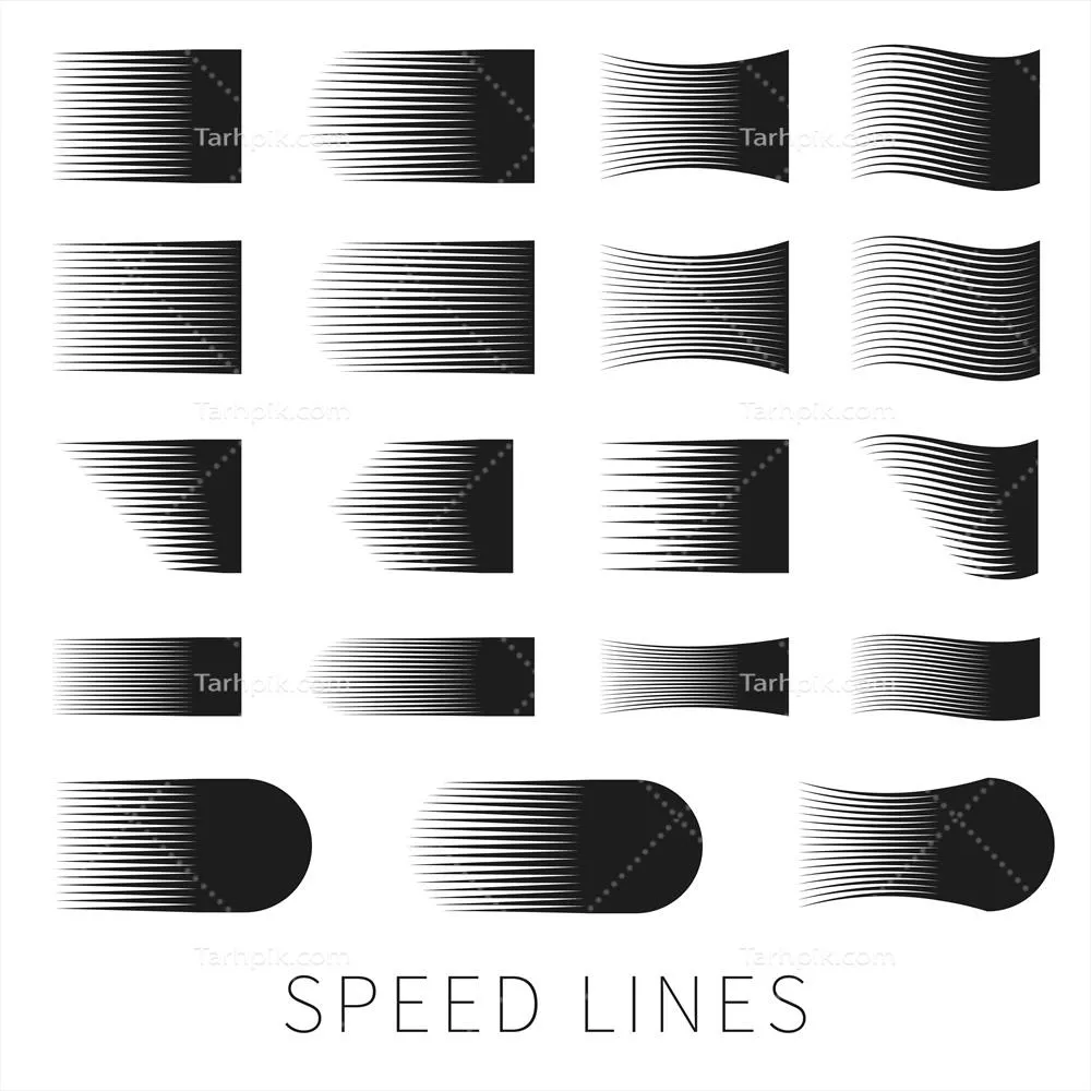 مجموعه‌ای از خطوط سیاه ساده برای نشان دادن سرعت با طراحی وکتور