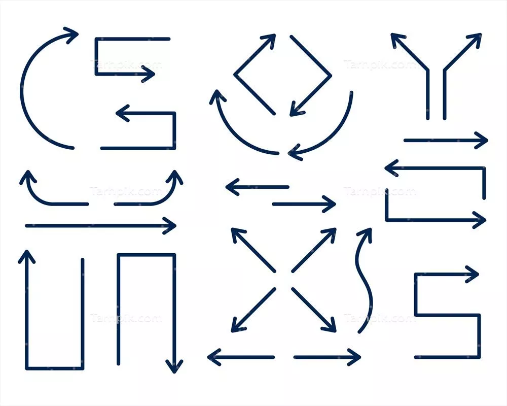 فلش های جهت دار با طراحی خطوط نازک و مدرن به صورت وکتور